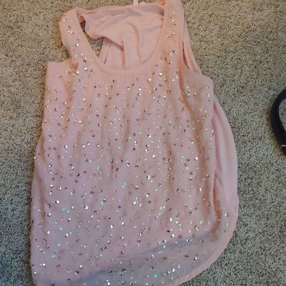 Pink sequence tanktop